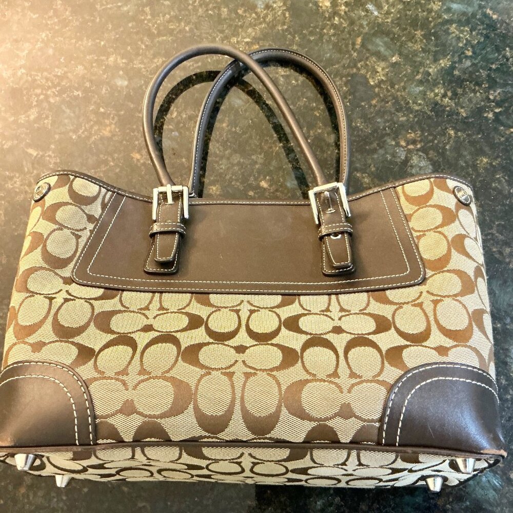 Coach Brown and Tan Tote Bag